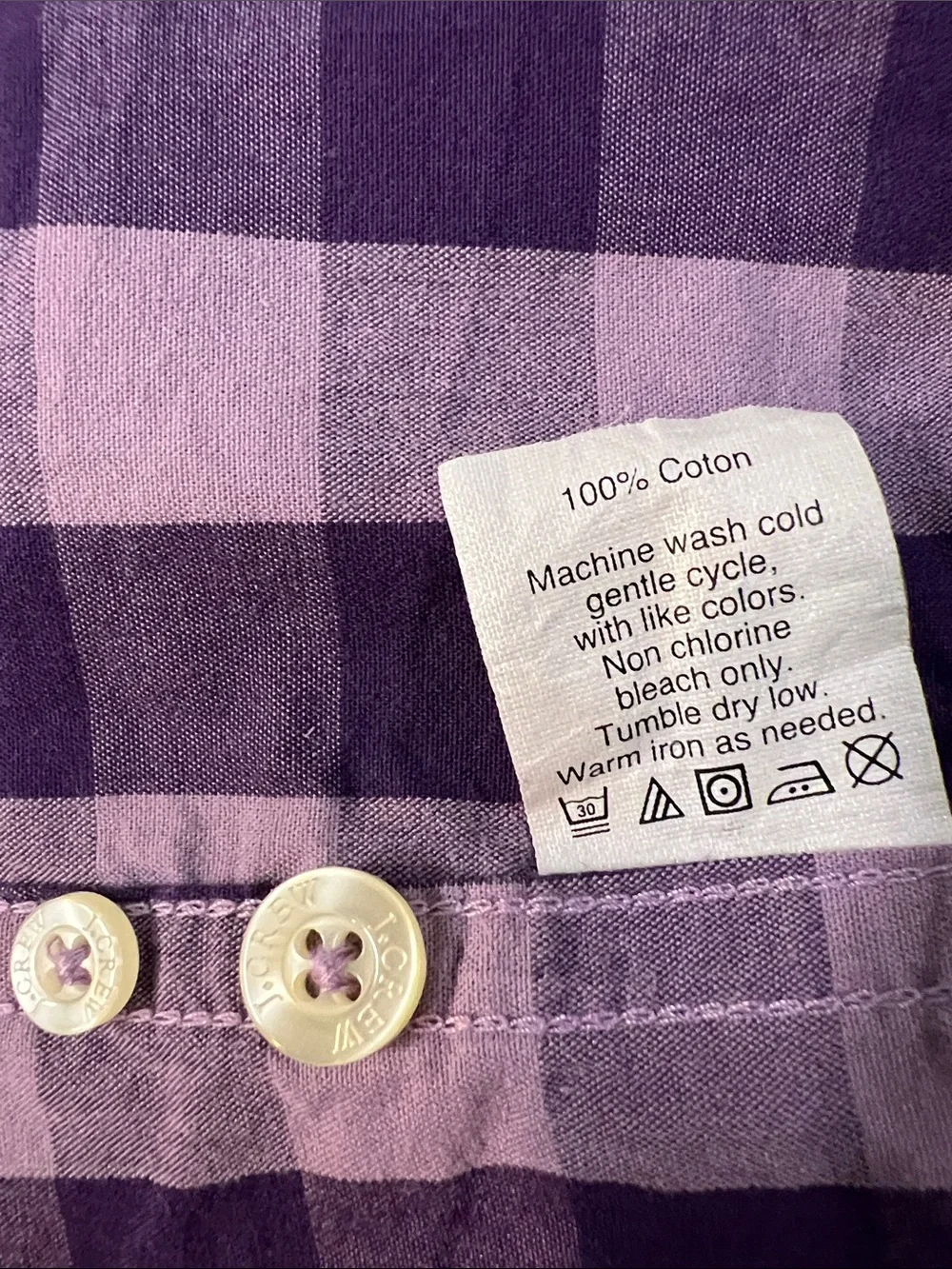 J. Crew Lavender and Purple Gingham Button-Down Shirt